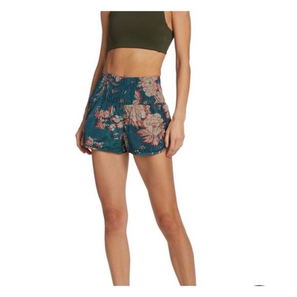 Free People Movement Home Shorts Teal Green Orange Floral Print OB1223545 - Picture 5 of 10